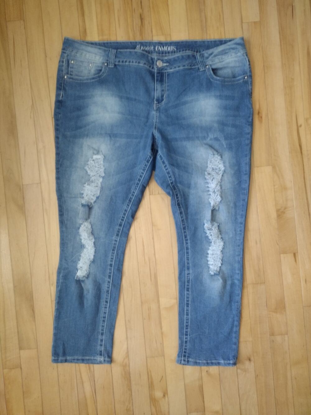 Almost Famous Plus Size 24 Distressed Denim Jeans